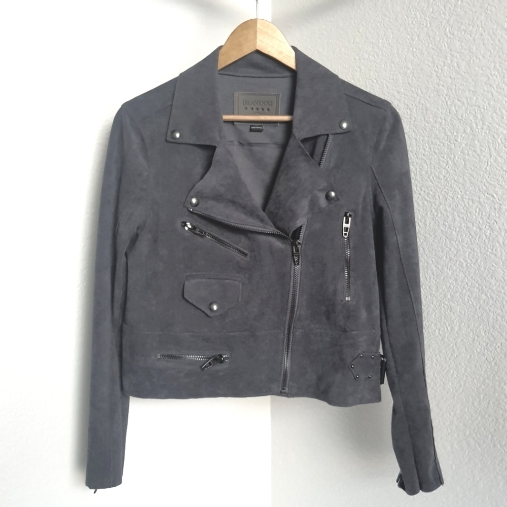 BLANK NYC Moto Faux Suede Jacket Crop Gray Womens Small